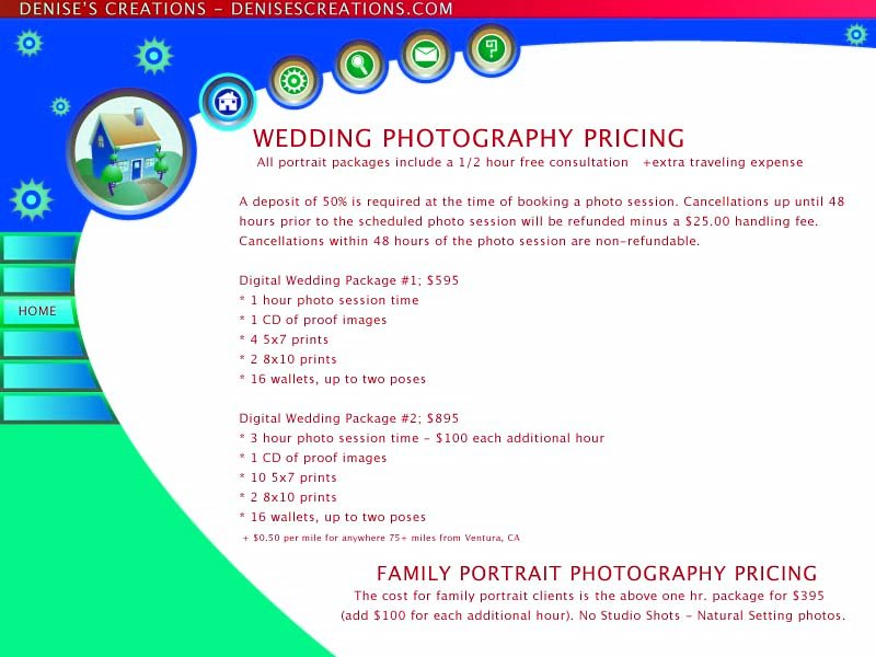 Wedding & FAMILY PORTRAIT Photography Pricing Sheet