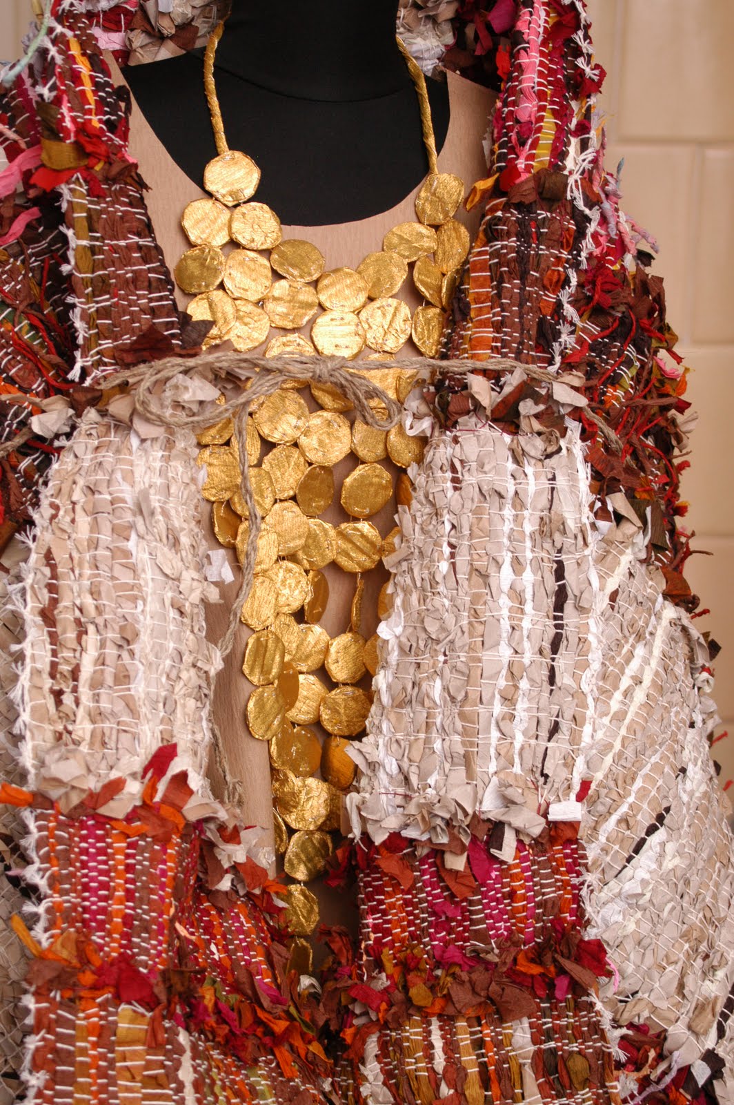 paper woven costume inspired by morocco rugs