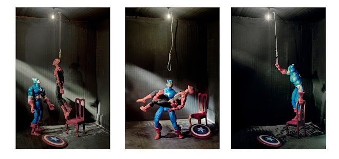 "el suicidio de spiderman" 2010 de la serie crymen triptico 112,50x75 cn/u.