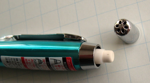 mechanical pencil top button and eraser