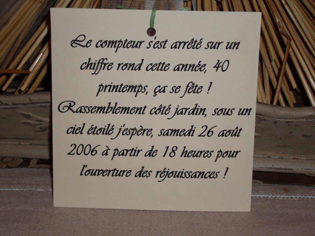 decoagnes: Carte d'invitation pour les 40 ans de mon époux le 26 août 2006
