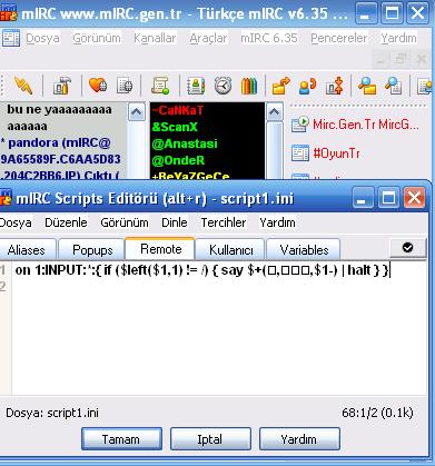 Mirc hazır kodları nasıl eklenir ! % 100 Bedava Türkçe mIRC INDIR ...