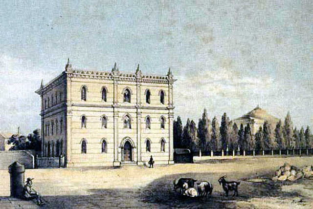 Old postcard, Waldensian church, Chiesa Valdese, Livorno