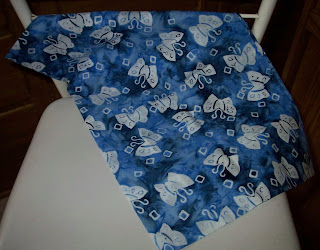 blue, butterfly batik fabric won in a drawing