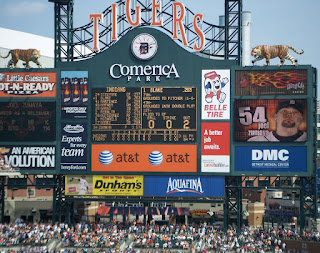 Comerica Park scoreboard showing Zumaya