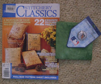 magazine, Detroit Tigers lapel pin and green fabric