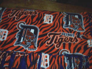 finished Detroit Tigers fleece blanket