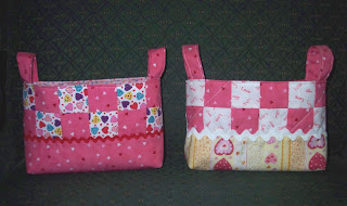 Two Valentine fabric baskets