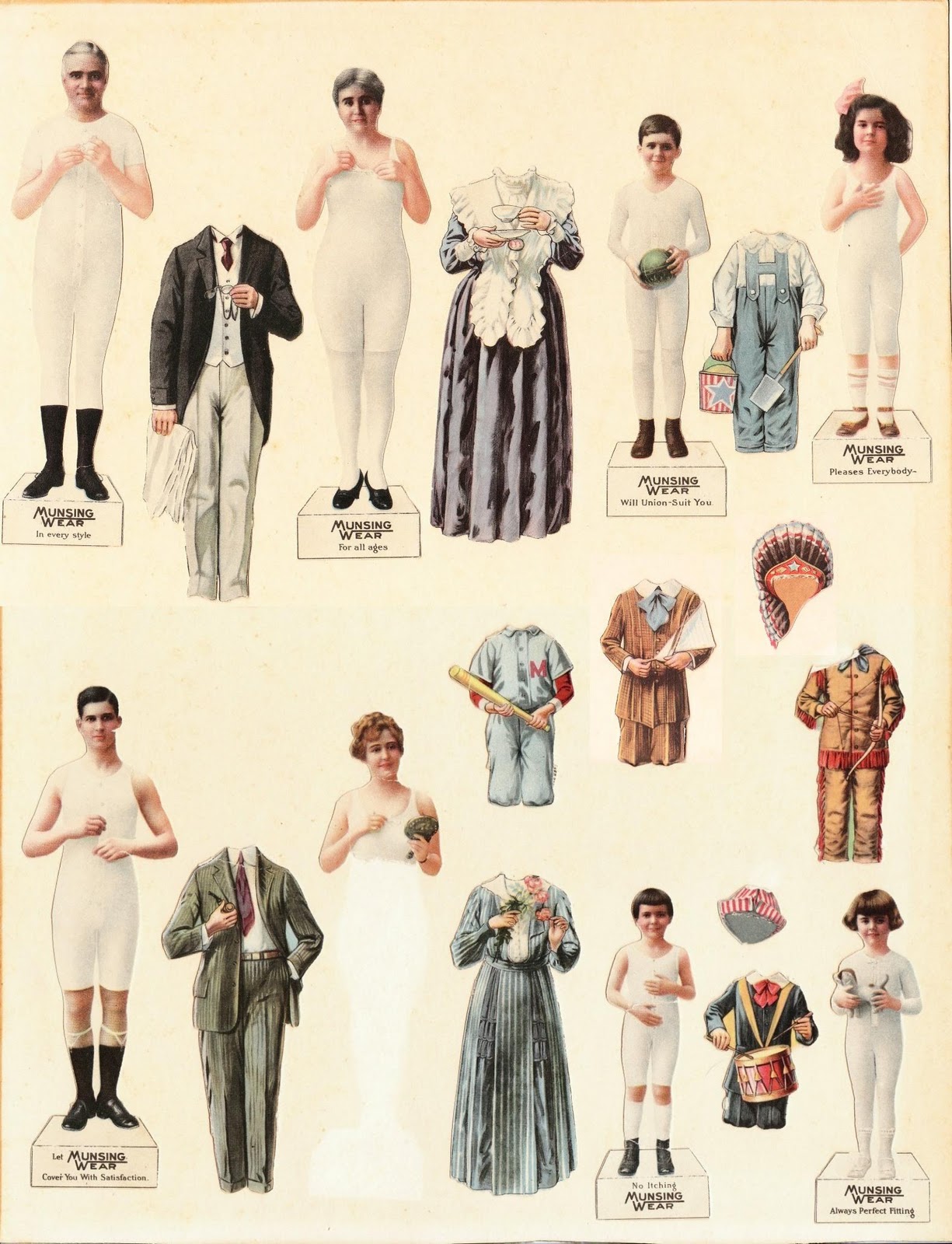 The Paper Collector Munsingwear paper dolls, c 1920