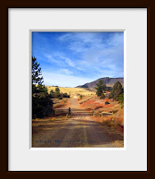 framed landscape photo of red dirt country road with cattle gate in northern Colorado