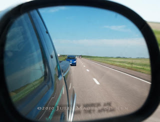 Road view in mirror