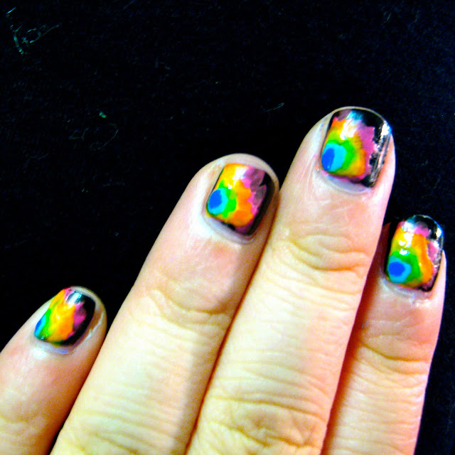 The Right Hypotenuse: diy nail art: rainbow explosion! kapow!