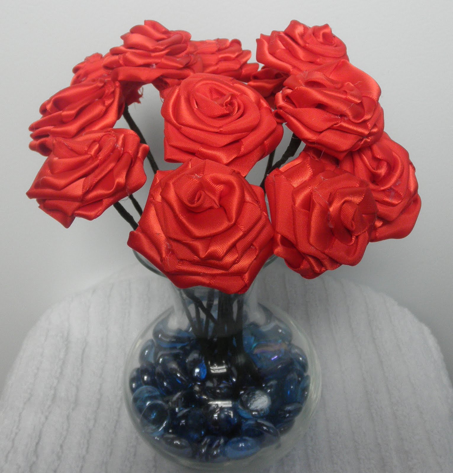 Judy's Handmade Creations A vase of ribbon roses!