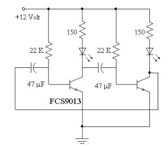  Lampu Flip Flop  2 transistor Koleksi Skema Rangkaian 