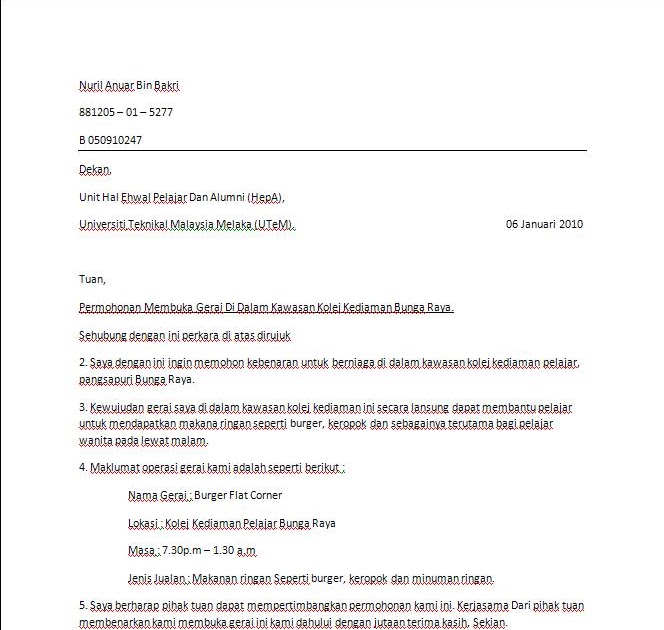 Surat Permohonan Balik Asrama F Liga Mx