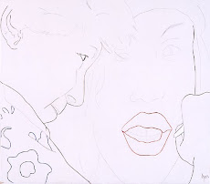 Autorretrato con Gang girl.Lápiz de color sobre papel. 54.5x48.5 cm. AMH