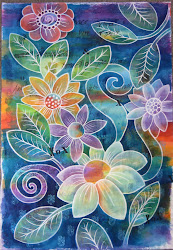 painting acrylic floral easy flowers painted paint beginners paintings bloom flower quilt perez coates judy making fabric process canvas weeds