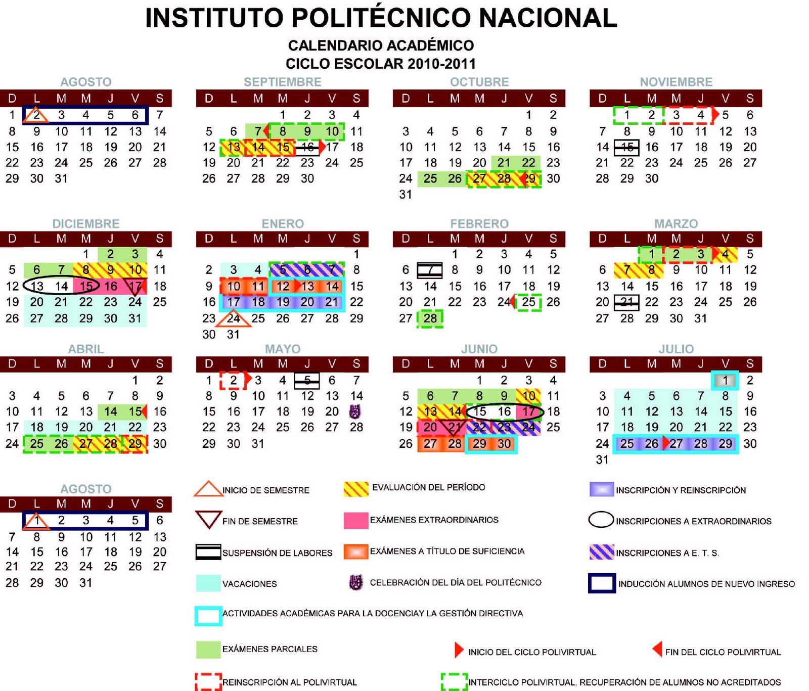 Fisica CECyT "MOM" Instituto Politécnico Nacional Calendario Académico