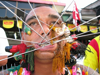 Multiple piercing guy. Photo by Phil Clark.