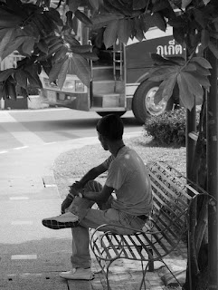 Waiting for the bus in Phuket Town