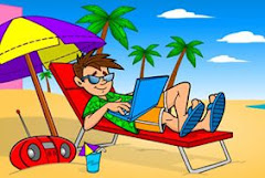 At the beach with laptop