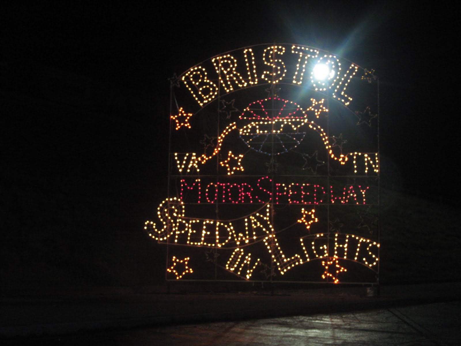 The Nichols Family Bristol Motor Speedway in Christmas lights