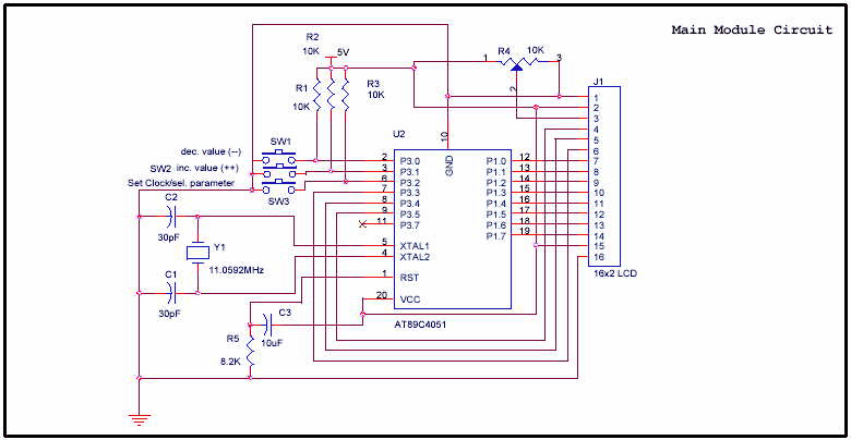AT89C4051 Digital Real Time Clock Circuit - Electronic Circuit Schematic Wiring Diagram