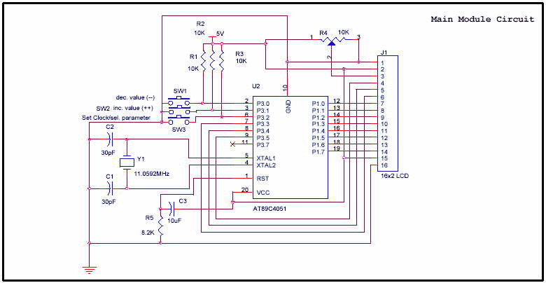 AT89C4051 Digital Real Time Clock Circuit - Electronic Circuit