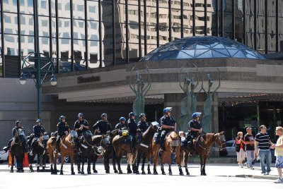 Friendly Police on Horseback on the 16th Street Mall - DNC in Denver