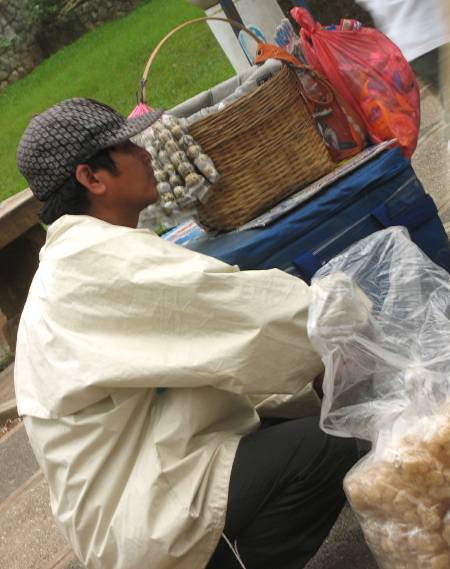 chicharon and balut vendor in Burnham Park in Baguio City