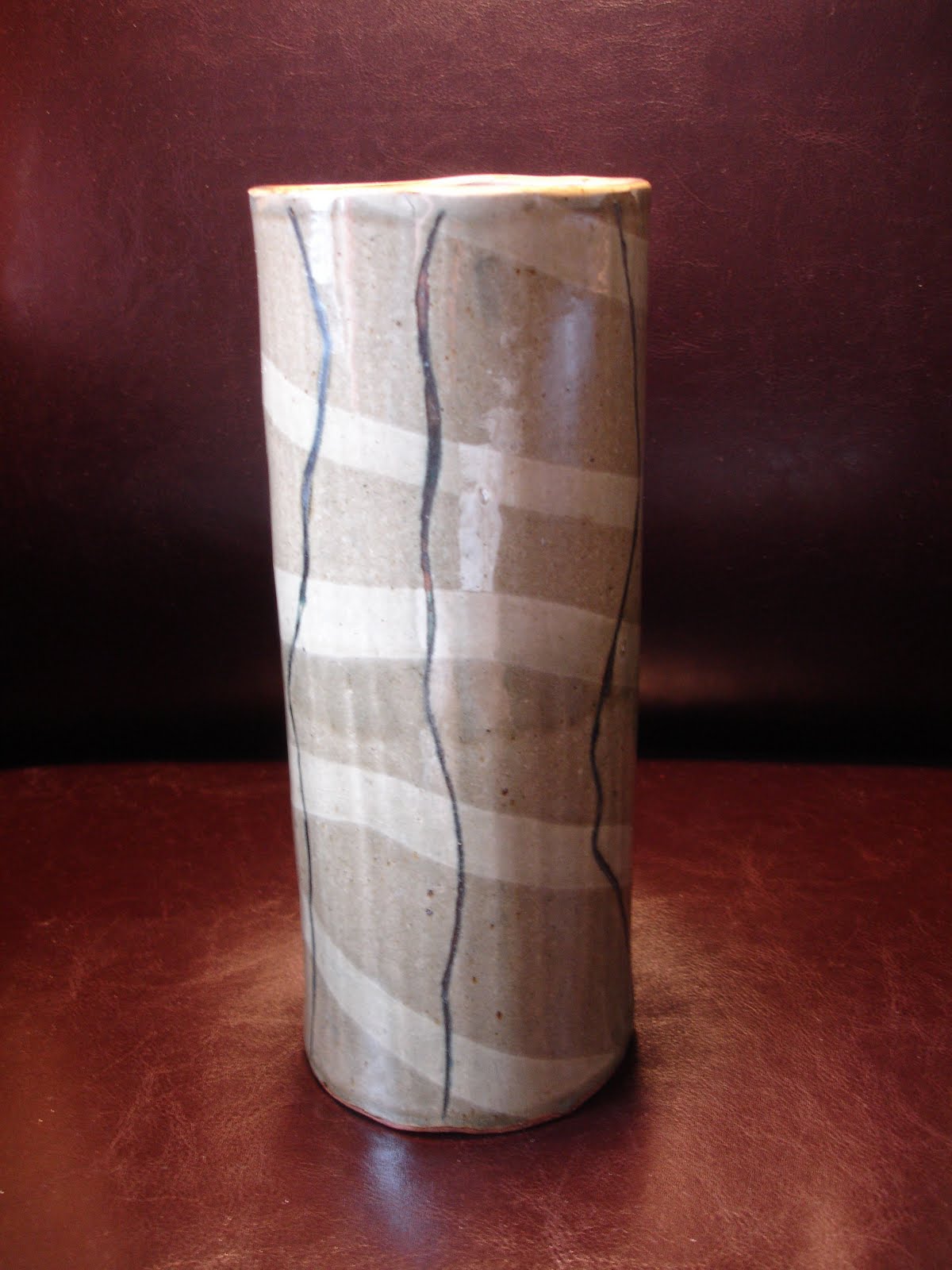 DLO Pottery Slab rolled recycled vase, with BCS6 inlays. Burnished