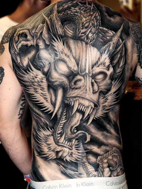 dragon ball tattoo. dragon back piece tattoo
