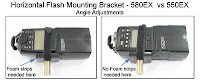 PJ1007: Horizontal Flash Mounting Bracket - 580EX vs 550EX- Angle Adjustments