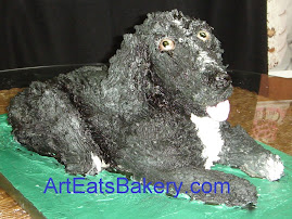 Black and white 3D dog birthday cake