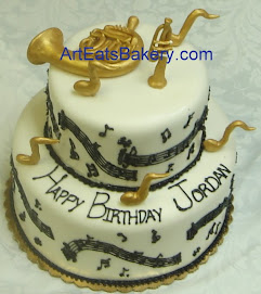 Music lovers two tier fondant birthday cake