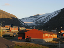 View from my bedroom window at Basecamp Longyearbyen - at 20 minutes after midnight!