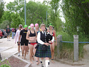 Bagpiper leading the way