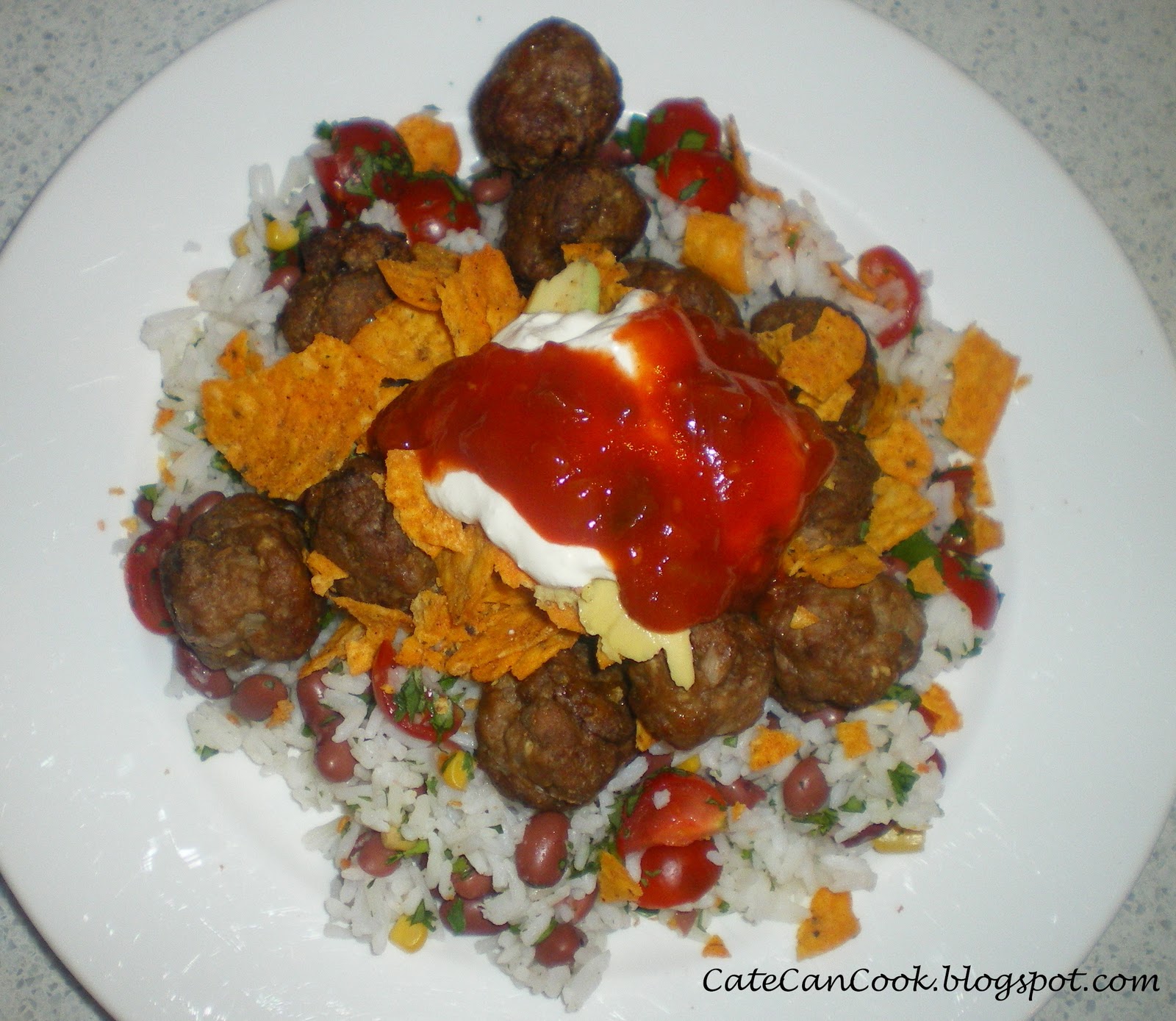 Cate Can Cook, So Can You!! Mexican Meatballs with Rice Salad