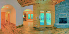 Inside a new log home is cheery & bright