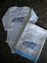 Whale Onesie and matching Burp Cloth