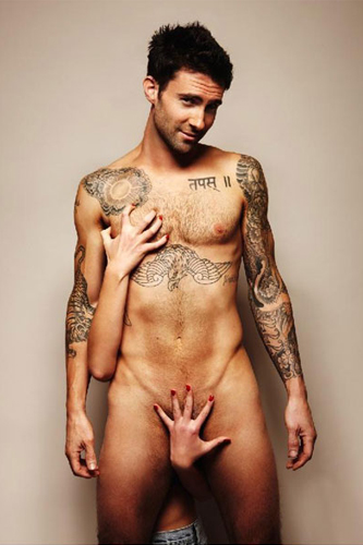 adam levine tattoos. Adam Levine Gets Naked For