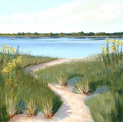 acrylic canvas sand water dune path painting grass painted leading seascape works sky foreground land grasses step