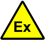 Símbolo "Ex" para placas de sinalização de áreas classificadas. Padrão DIN 40012-3/1983 e ATEX (CE)