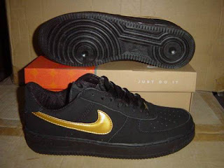 black air force with gold tick