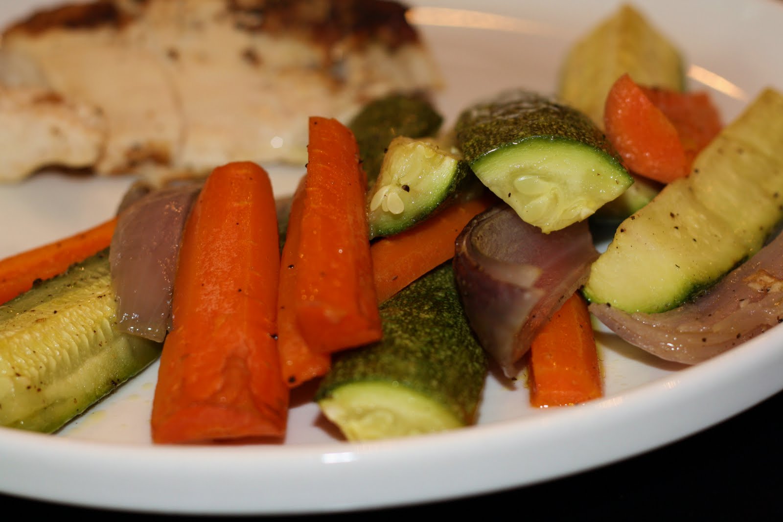 what's for dinner? roast chicken with zucchini, carrots, and onion