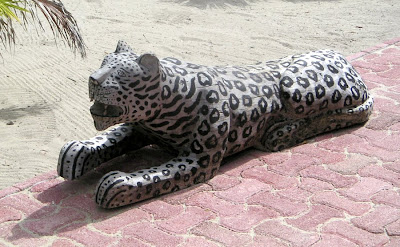 Carved wood jaguar, Belize