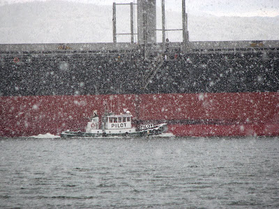 River Pilots at Work in the Snow - Astoria, Oregon