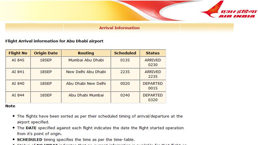 air india trip status