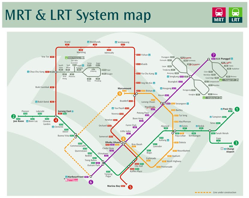 Singapores Land Transport New Mrt Map Updated With Circle Line