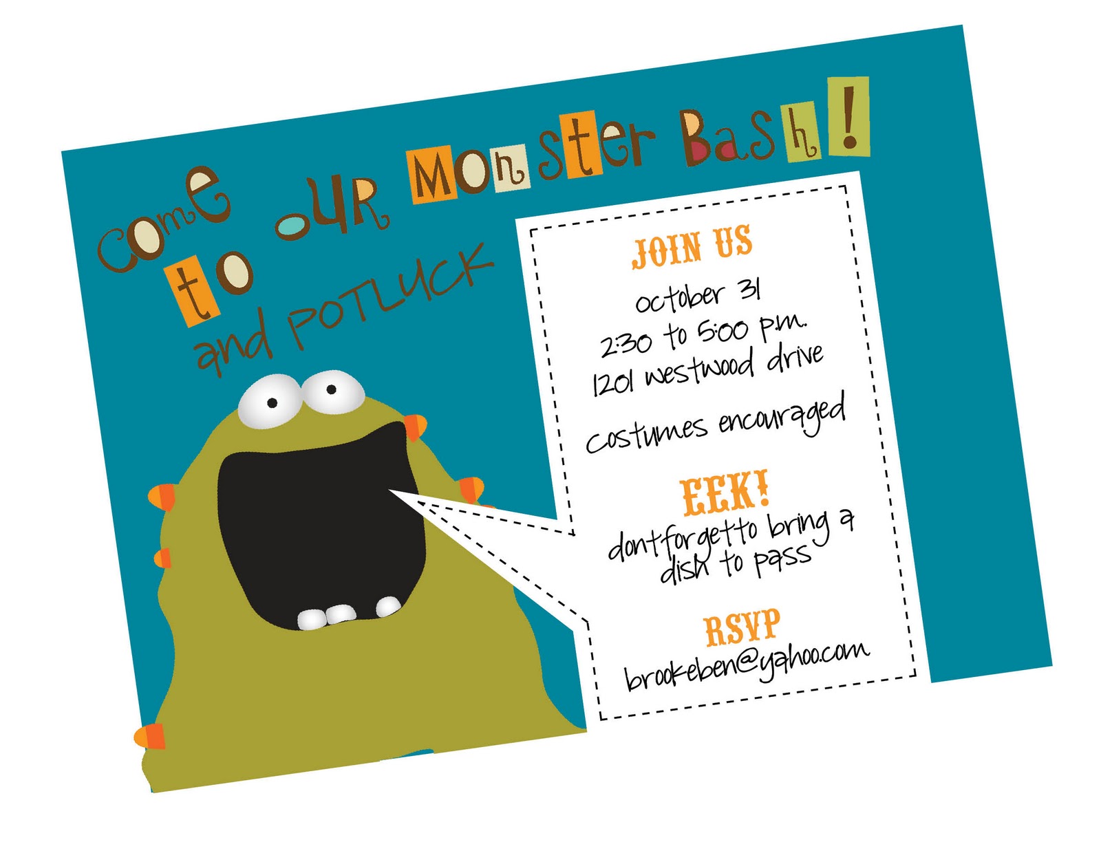 2bsquared designs monsterlicious free kids halloween invitation